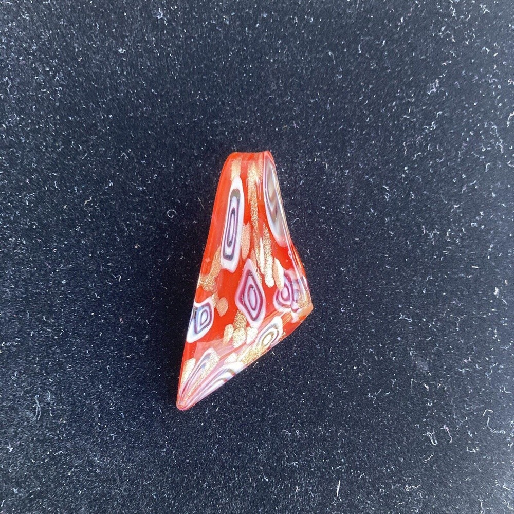 Murano Style Glass‎ Pendant ONLY Red Black White Gold Flecks
